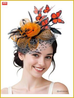 Butterfly Fascinator Headband Feather Hair Clip Tea Party 1920s Costume